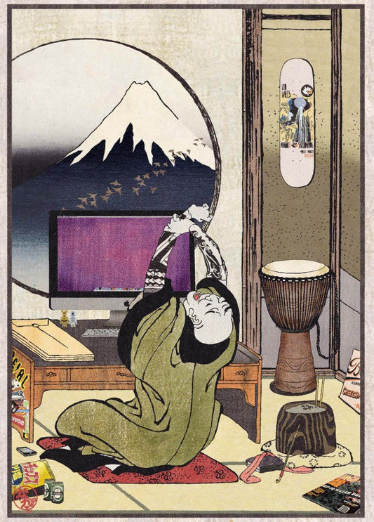 Atelier with a view of Mt. Fuji - NAGA ART WORLD Japanese Pop Art Print